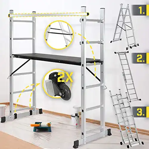 Rollgerüst Timbertech Baugerüst mit 4-in-1 Funktion für verschiedene Anwendungen