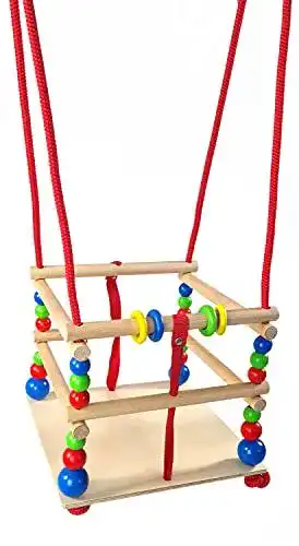 Schaukel Hess Holzspielzeug 20000 – Holzschaukel mit Sprossen und Gitter