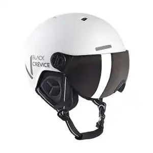 Skihelm black crevice soelden mit visier weiss carbon
