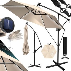Sonnenschirm mit Ständer KESSER ® Alu Ampelschirm LED Solar Ø300cm
