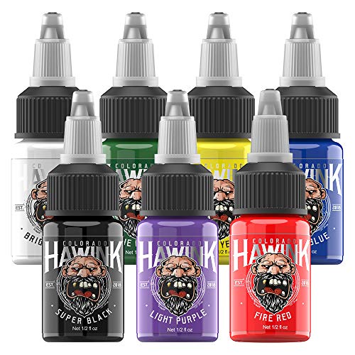 Tattoo-Farbe Hawink Tattoo Ink Set 0.5oz (15ml) 7 Bottles