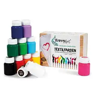 Textilfarbe krevo art stoffmalfarben waschfest set aus 12 x 20ml