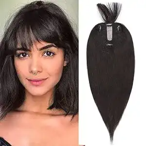 Toupet silk co hair topper echthaar mit langem pony damen