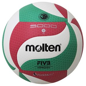 Volleyball Molten Erwachsene V5M5000 , Grün/Weiß/Rot, 5 - volleyball molten erwachsene v5m5000 gruen weiss rot 5
