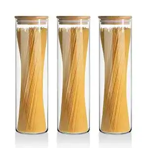 ComSaf Vorratsgläser 1400ml, luftdicht mit Bambusdeckel, 3er Set