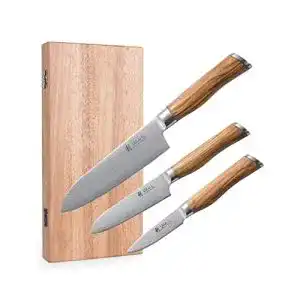 Wakoli damastmesser set wakoli olive 3er damastmesser set