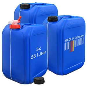 Wasserkanister (Camping) plasteo ® 3x 25 Liter Getränke
