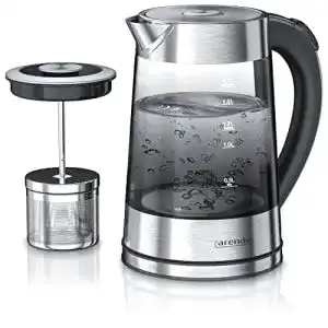 Wasserkocher mit temperatureinstellung arendo glas und teesieb