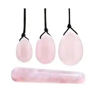 Yoni ei crystaltears rosenquarz yoni eier massagestab 3 groessen
