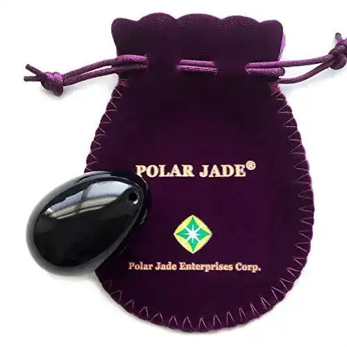 Yoni-Ei aus Obsidian mit Bohrloch von Polar Jade