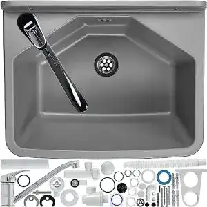 Ausgussbecken gospo mit armatur siphon 46 x 37 x 20 cm