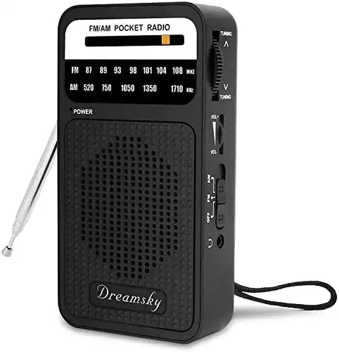 Batterieradio DreamSky tragbares AM FM-Radio mit AA-Batterien