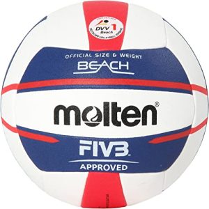 Beachvolleyball Molten Europe Ball-V5B5000-DE, Weiß/Blau/Rot, 5