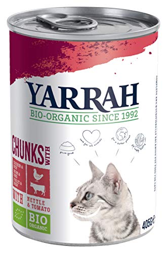 Bio-Katzenfutter Yarrah Bio Katzenfutter Bröckchen Huhn und Rind
