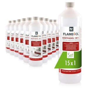 Bioethanol Höfer Chemie 15x 1 L FLAMBIOL® 99,9% Premium - bioethanol hoefer chemie 15x 1 l flambiol 999 premium