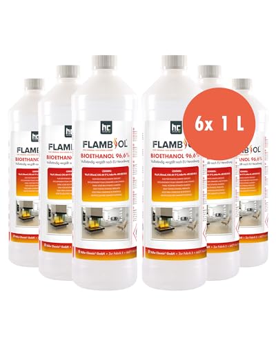 Bioethanol Höfer Chemie FLAMBIOL 96,6% Premium 6 x 1 L – Ethanol