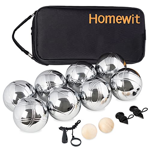 Boule Homewit Boccia Kugeln, Kugeln mit 8 Metall, 2 Holz-Kugel