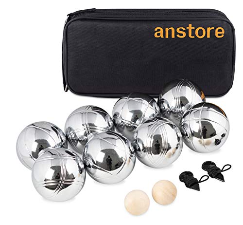 Boule Homewit Set 8 Kugeln robuste aus Metall mit 2 Holzkugeln