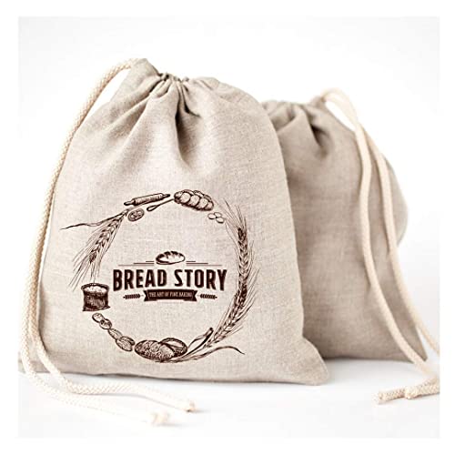 Brotbeutel Bread Story Leinen Brot Taschen – 2er Pack 30x40cm ideal