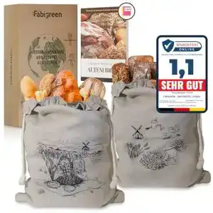 Brotbeutel fabigreen aus 100 natur leinen 2er set