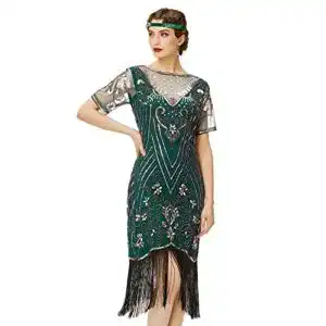 Cocktailkleid coucoland 1920s kleid damen kurz fransen aermel rund