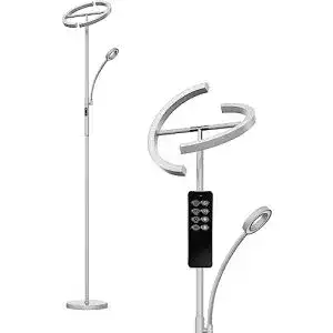 Deckenfluter anten stehlampe led 20w mit 7w leselampe grau