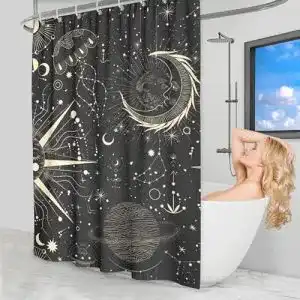 Duschrollo mb home duschvorhang 180x180 cm schwarz gold
