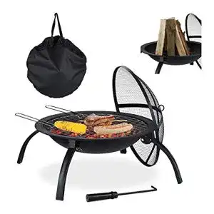 Feuerschalen relaxdays xl feuerschale mit tasche grill rost