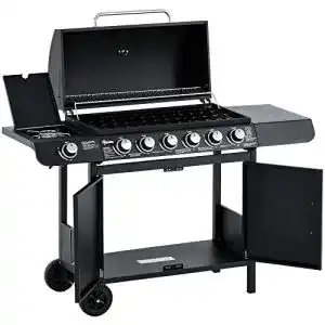 Gasgrill schwarz outsunny gasgrill bbq grillwagen mit 6 brennern