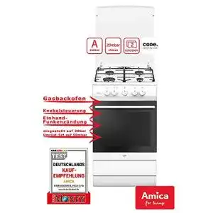 Gasherd mit gasbackofen amica shgg 11560 w