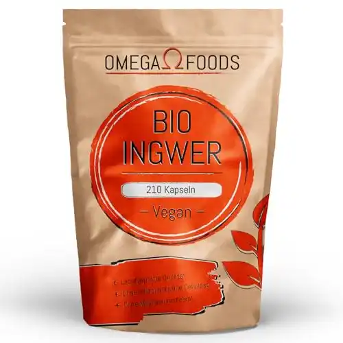 Ingwer Kapseln von Omega Foods – 210 Stück
