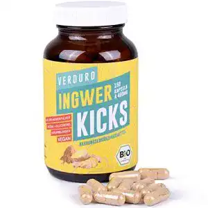 Ingwer kapseln verduro bio ingwer kicks 150 ingwer kapseln im glas