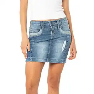 Jeansrock sublevel damen jeans mini rock mit knoepfen
