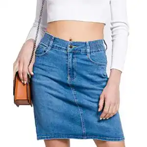 Jeansrock van der rich knielanger mit elastischer taille damen