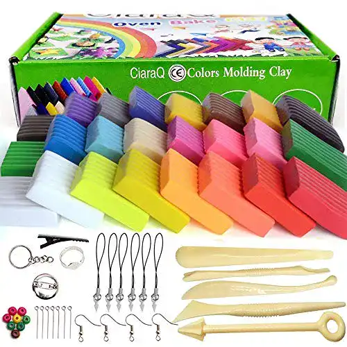 CiaraQ Polymer Clay Knete Set mit 24 Farben und 600g für Ofenbacken