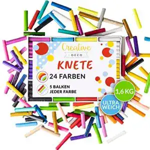 Knete creative deco fuer kinder schule 24 farben 1600g