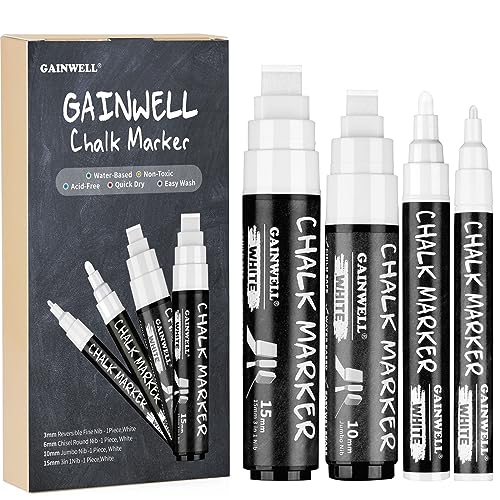 Kreidestifte GAINWELL 4er Pack weiße Kreidemarker, Reversible