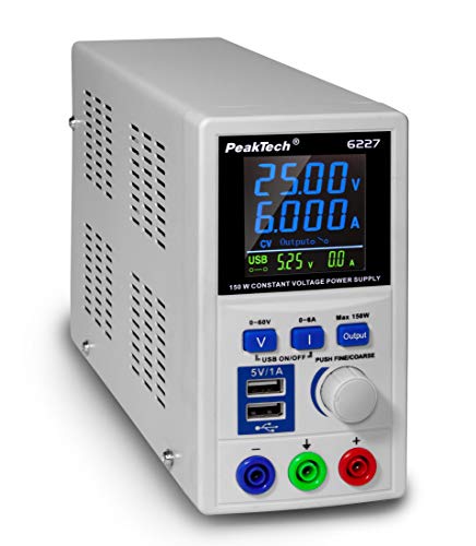Labornetzgerät PeakTech P 6227, DC Labornetzteil 0-60V/0-6 A LCD