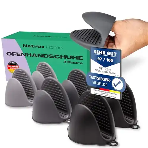 Ofenhandschuhe Netrox Home 3 Paar Mini Silikon, hitzebeständig bis 230°C
