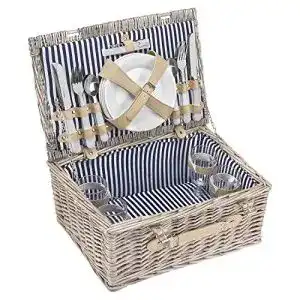Picknickkorb anndora 4 personen weidenkorb beige mit zubehoer