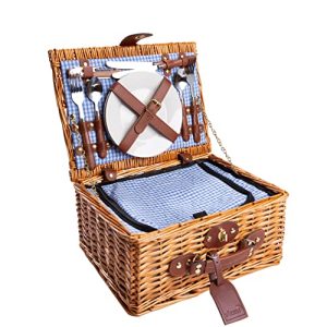 Picknickkorb eGenuss Handgefertigt für 2 Personen mit Kühlfach