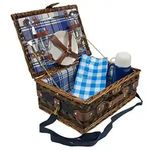 Picknickkorb topico koerbe behaelter holz blau weiss unisize
