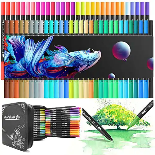 Pinselstifte MELARQT 60 Farben Set mit Dual-Tip und Aquarell