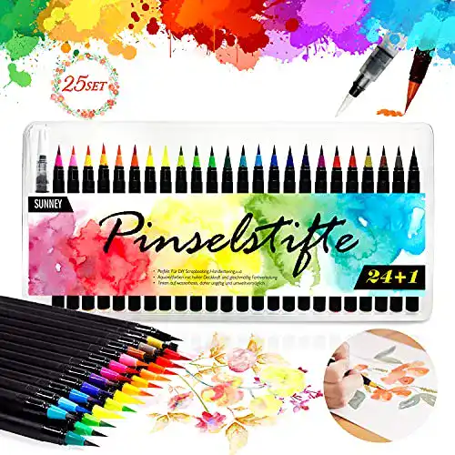 Pinselstifte Set mit 24 Aquarellstiften und Wassertankpinsel