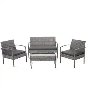 Rattanmoebel mendler poly rattan garnitur hwc f56