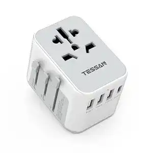 Reiseadapter tessan weltweit universal reisestecker mit 3 usb