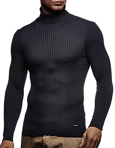 Rollkragenpullover Herren Leif Nelson Blau M Strickpullover