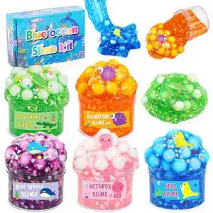 Eutionho Schleim-Set 5 Stück Crystal Slime Kit Ocean Clear Slime
