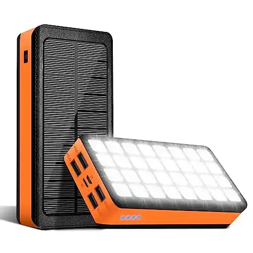 Solar Ladegerät Powerbank 30000mAh tragbar mit 4 Ausgängen und 2 Eingängen