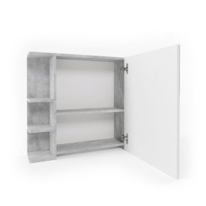 Spiegelschrank Vicco Bad Fynn, Beton/Weiß, 80 x 64 cm - spiegelschrank vicco bad fynn beton weiss 80 x 64 cm